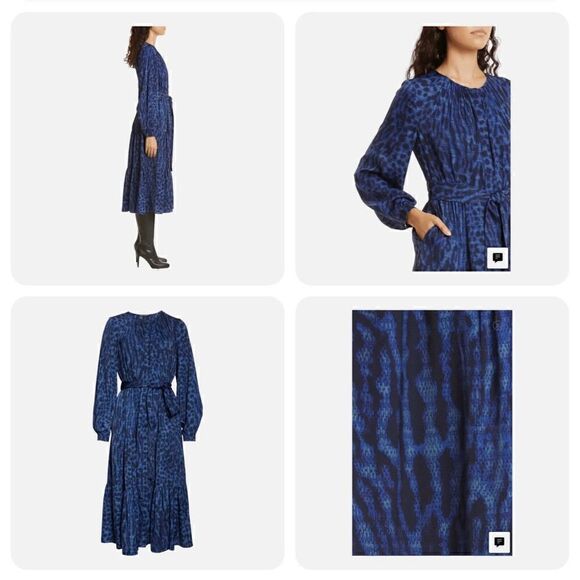 Kobi Halperin poppi long sleeve tiered animal print midi dress S - Picture 10 of 10